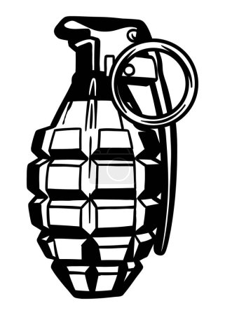 Téléchargez les illustrations : Grenade militaire vintage - illustration vectorielle - Out line - en licence libre de droit
