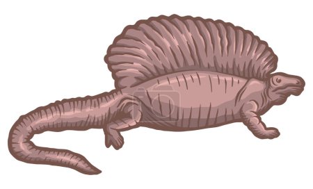 Téléchargez les illustrations : Edaphosaurus dinosaure - illustration vectorielle dessinée à la main - en licence libre de droit