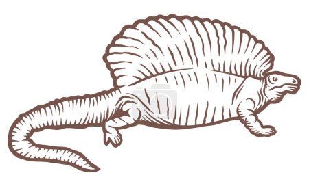 Téléchargez les illustrations : Edaphosaurus dinosaure - illustration vectorielle dessinée à la main - Hors ligne - en licence libre de droit