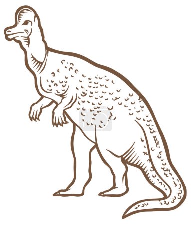 Illustration for Corythosaurus dinosaur - hand drawn vector illustration - Out line - Royalty Free Image