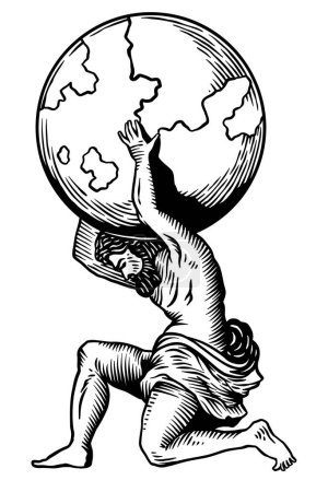 Foto de Ídolos mitológicos Atlas - ilustración vectorial - Out line - Imagen libre de derechos