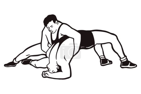 Illustration for Greco-Roman wrestling - vector illustration - Out line - Royalty Free Image