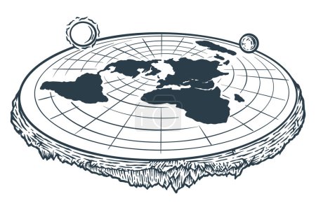 Téléchargez les illustrations : Illustration vectorielle théorie de la terre plane - en licence libre de droit