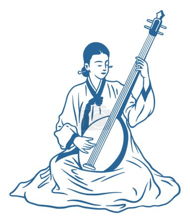 Foto de Música tradicional coreana - Músico tocando la guitarra tradicional - Imagen libre de derechos