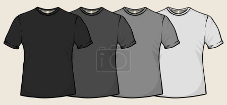 Foto de Camiseta maqueta en blanco, gris y negro plantilla de colores con espacio vacío para el diseño - Imagen libre de derechos