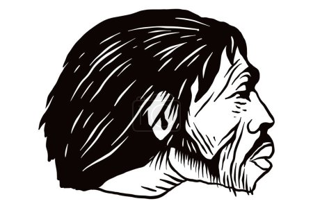 Ilustración de Hombres neandertales - ilustración vectorial dibujada a mano - Imagen libre de derechos