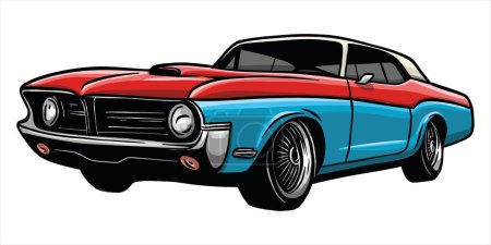 Foto de Carreras de coches musculares personalizadas clásicas en ilustración vectorial estilo retro - Imagen libre de derechos