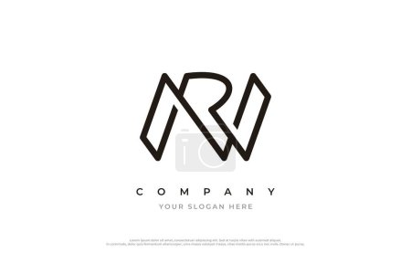 Initial Letter RN or NR Logo Design Vector