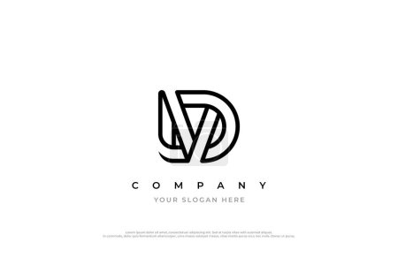 Diseño simple del logotipo de la letra VD o DV