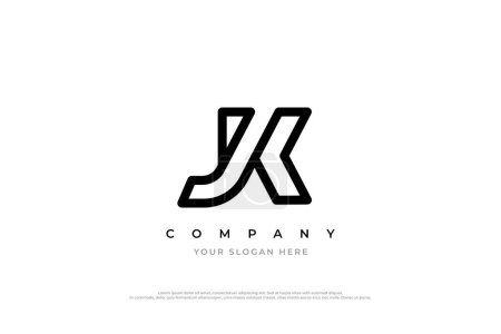 Letra inicial Diseño de Logo JK o KJ