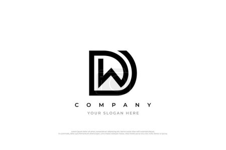 Letra inicial Diseño de Logo DW o WD