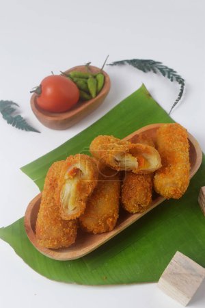 Risol or what is often called in Indonesia Risoles is made from wheat flour, eggs and vegetables. food risol with a white background