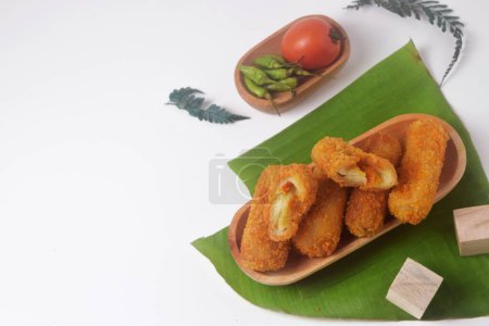 Indonesian special food which is often called "Risoles" is a snack with a layer of eggs and flour which contains vegetables, Isolated white