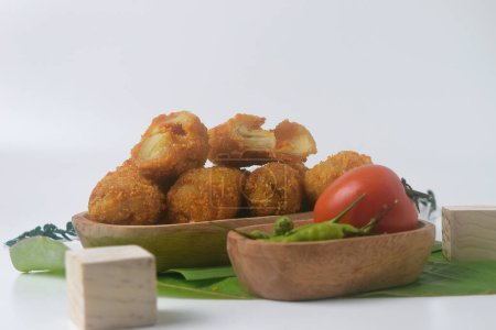 Indonesian special food which is often called "Risoles" is a snack with a layer of eggs and flour which contains vegetables, Isolated white