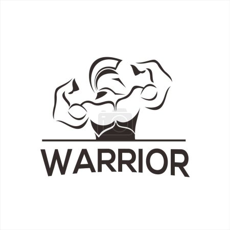 Ilustración de Logo deportivo con plantilla de diseño de guerrero espartano - Imagen libre de derechos
