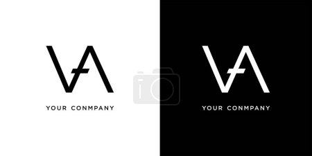 Illustration for Creative and Minimalist Letter VA Logo icon Design in Black and White Color - Royalty Free Image
