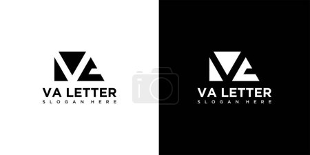 Kreatives und minimalistisches Design des VA-Logo-Symbols in Schwarz und Weiß