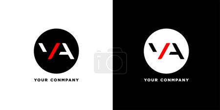 Illustration for Creative and Minimalist Letter VA Logo icon Design in Black and White Color - Royalty Free Image