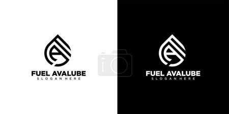 Chute de carburant avec lettre AF. Illustration d'icône vectorielle de logo de FA