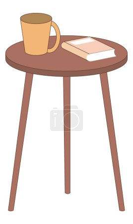 Illustration for Stool with cup and book - Royalty Free Image