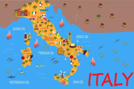 Téléchargez les illustrations : Carte de l'Italie avec associations - en licence libre de droit