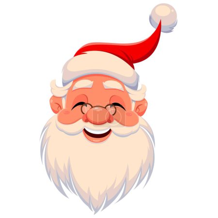 head of santa claus in a hat and glasses