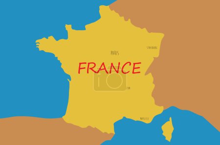 Ilustración de En Francia. Mapa esquemático del país - Imagen libre de derechos