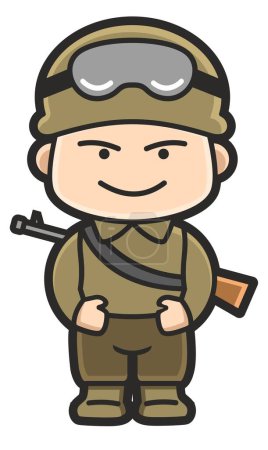 Téléchargez les illustrations : Soldat avec des armes en vieil uniforme - en licence libre de droit