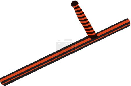 Illustration for Flat vector illustration of a police baton. Safety rubber baton, isolated clipart. Striped club with a handle. Security weapon. Protective military equipment, law enforcement tool - Royalty Free Image