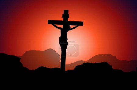 Illustration for Crucifixion of christ biblical story easter - Royalty Free Image
