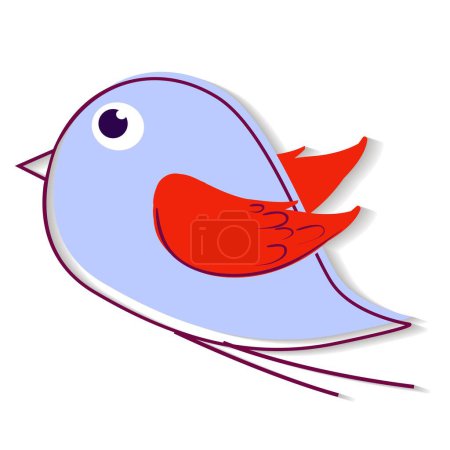 Ilustración de Blue cartoon cheerful bird vector illustration - Imagen libre de derechos