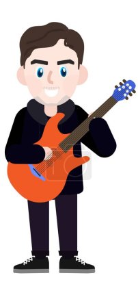 Téléchargez les illustrations : Young cartoon man with guitar - en licence libre de droit