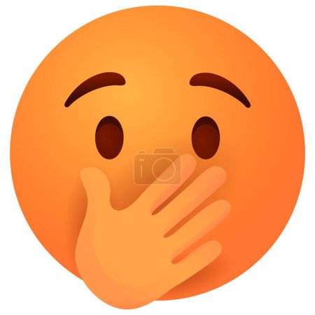 Téléchargez les illustrations : Emoji. Visage avec bouche fermée main - en licence libre de droit