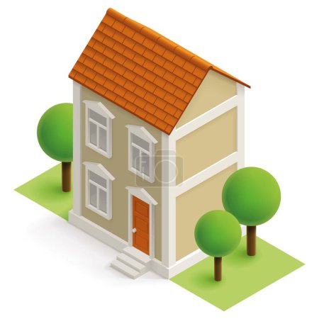 Illustration for Two storey residential isometric house - Royalty Free Image