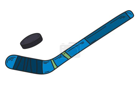 hockey stick with puck vector illustration