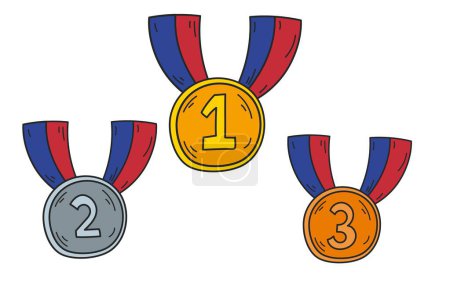 Téléchargez les illustrations : Trois médailles pour l'attribution des athlètes - en licence libre de droit