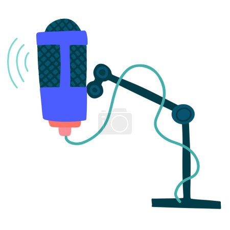 Téléchargez les illustrations : Microphone studio sur un stand pour enregistrer des chansons - en licence libre de droit