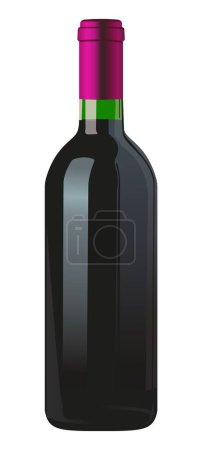 Téléchargez les illustrations : Bouteille en verre de vin rouge vecteur illustration - en licence libre de droit