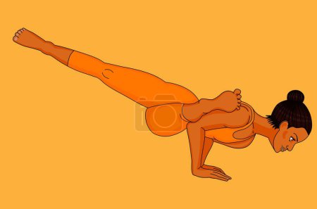 Téléchargez les illustrations : Femme en uniforme orange faisant du yoga - en licence libre de droit