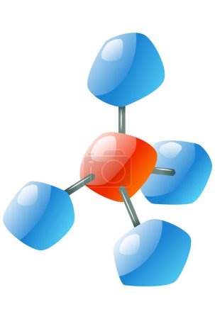 Modell eines Atoms mit Kern und Umlaufbahnen