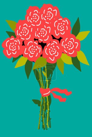 Illustration for Bouquet of red roses vector illustration - Royalty Free Image