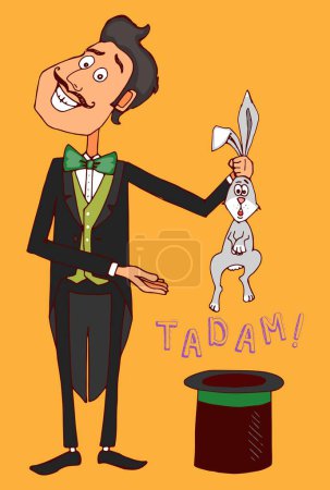 Illustration for Magician pulls a hare from a hat - Royalty Free Image