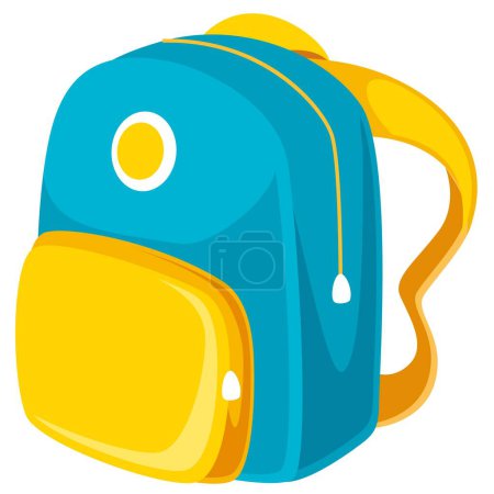 yellow blue school backpack vector illustration