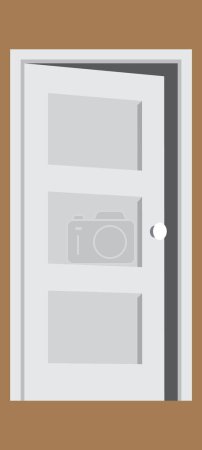 half open white door vector illustration