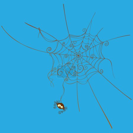 spider with web vector illustration