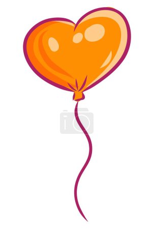 illustration vectorielle de ballon en forme de coeur orange