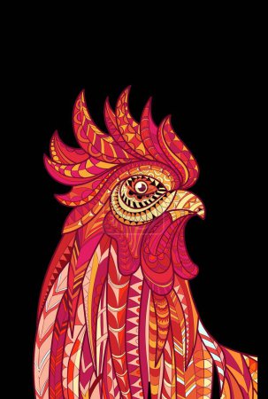 red fighting rooster vector illustration