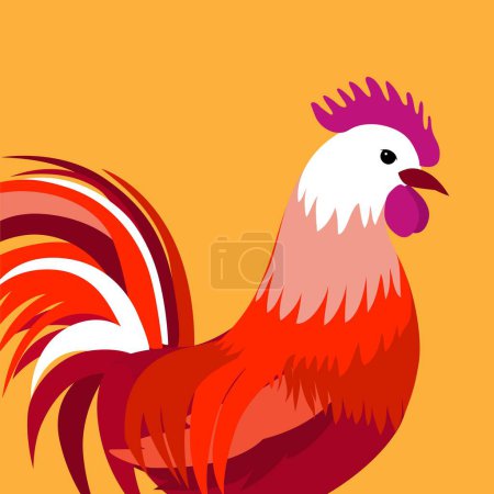 Ilustración de Rojo brillante gallo blanco vector ilustración - Imagen libre de derechos