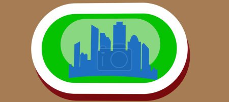Ilustración de Emblema ovalado ciudad logo vector ilustración - Imagen libre de derechos