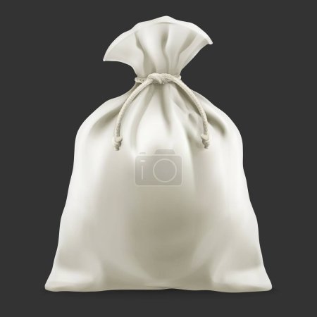 Illustration for White canvas tied filled bag - Royalty Free Image